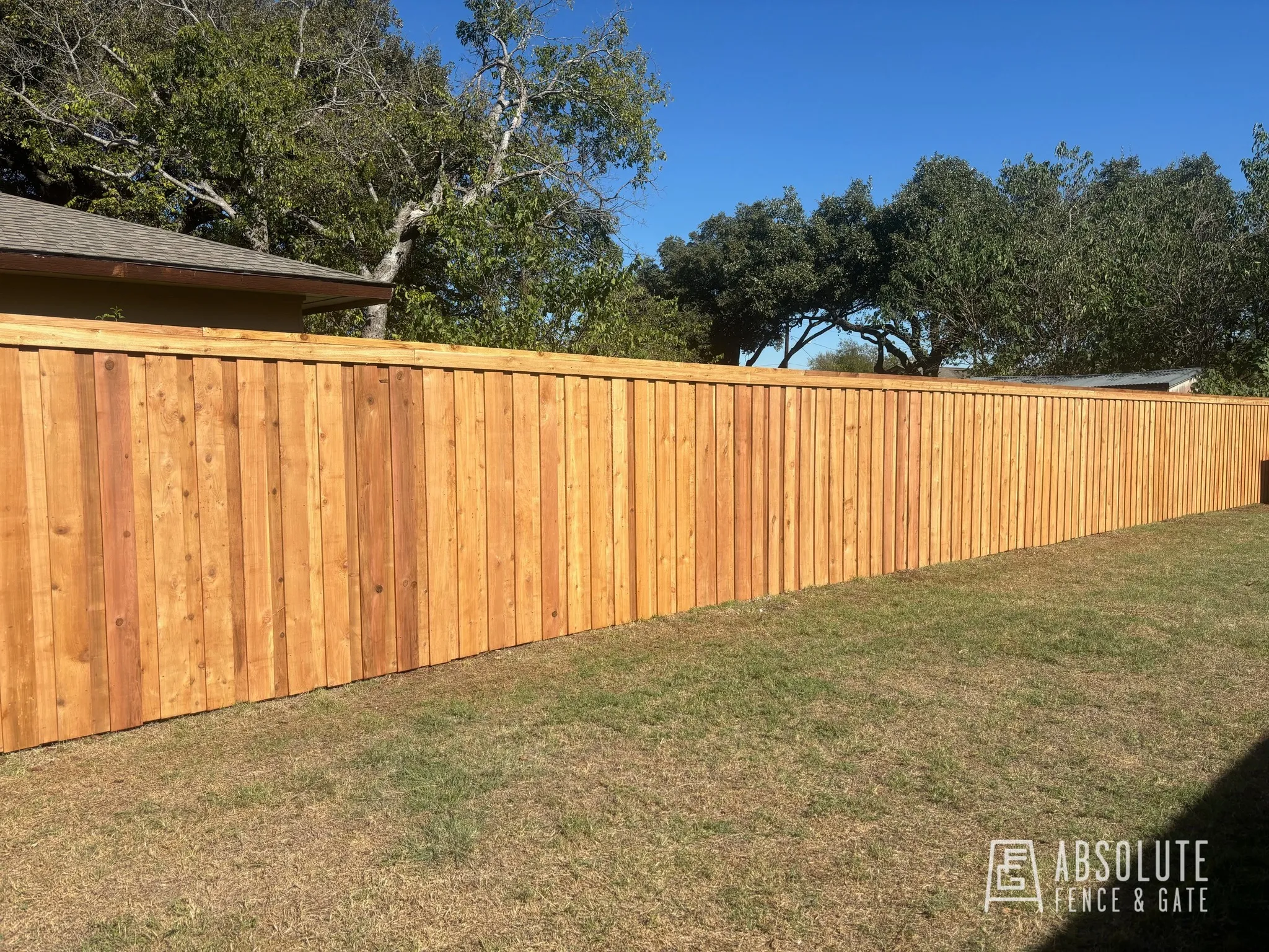 Cedar privacy fence installed by Absolute Fence & Gate